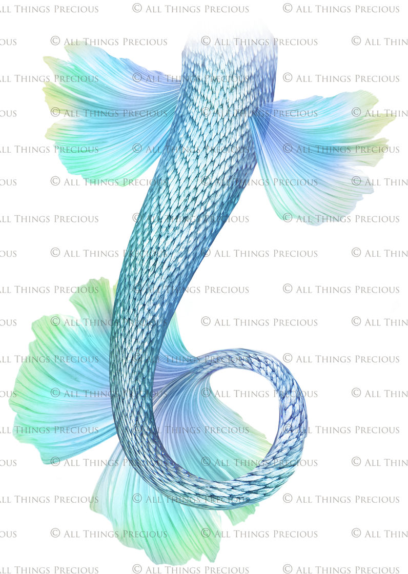 Mermaid Tail fin overlays in colourful tints. By ATP Textures